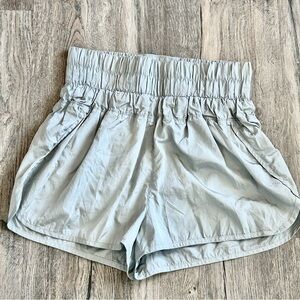 Free People Movement High Waist Women's Shorts in Light Gray